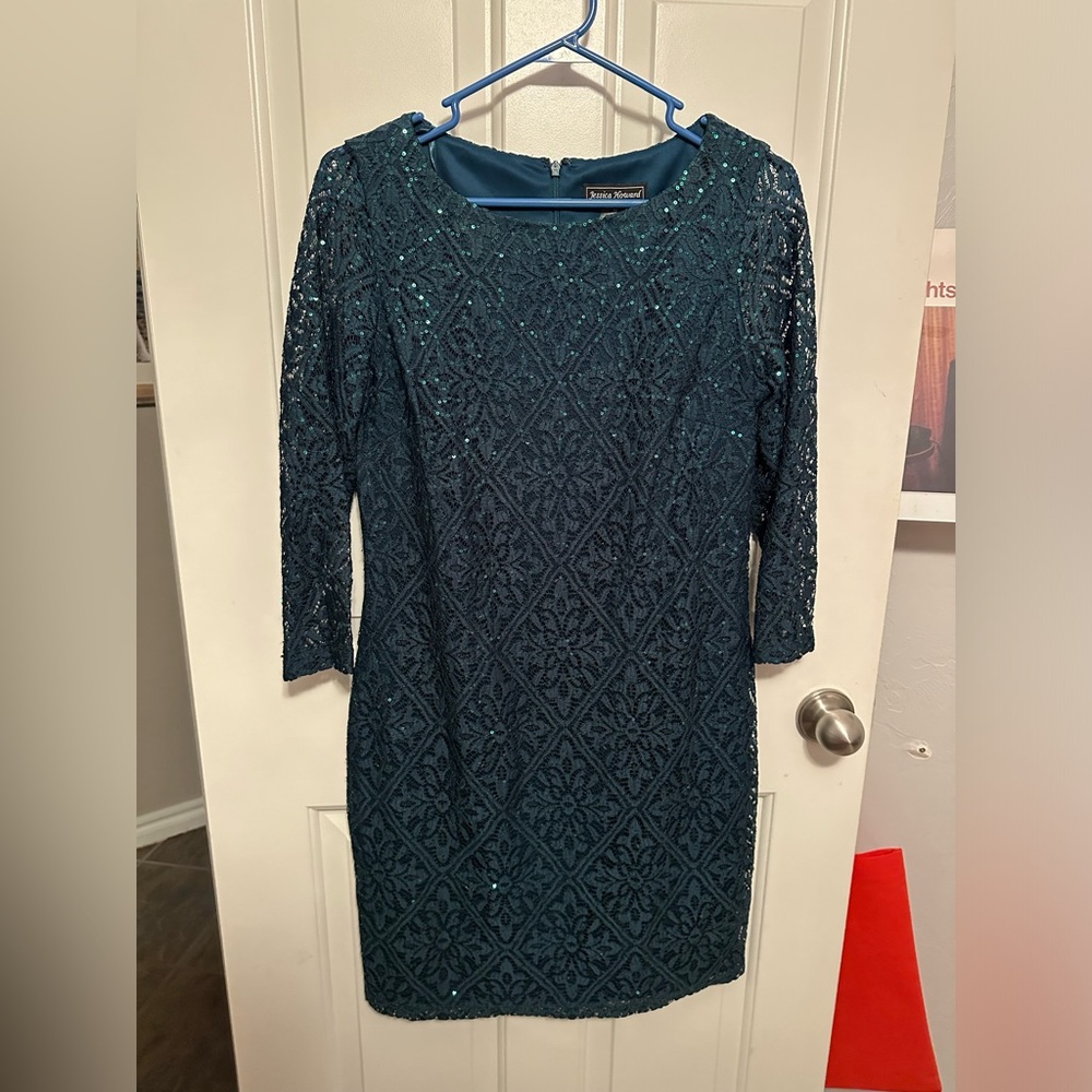 Jessica Howard Women’s Sequin Green Winter Dress